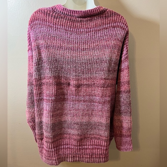 SEVEN7 Chenille Magenta Haze Ombre Knit Super Soft Cozy NEW XXL V-Neck Sweater - Picture 6 of 7